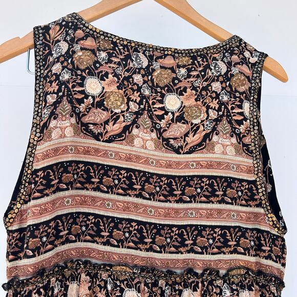 Calypso St. Barth Silk Sequin Embroidered Maxi Dress Long Brown Small Boho - Picture 7 of 13